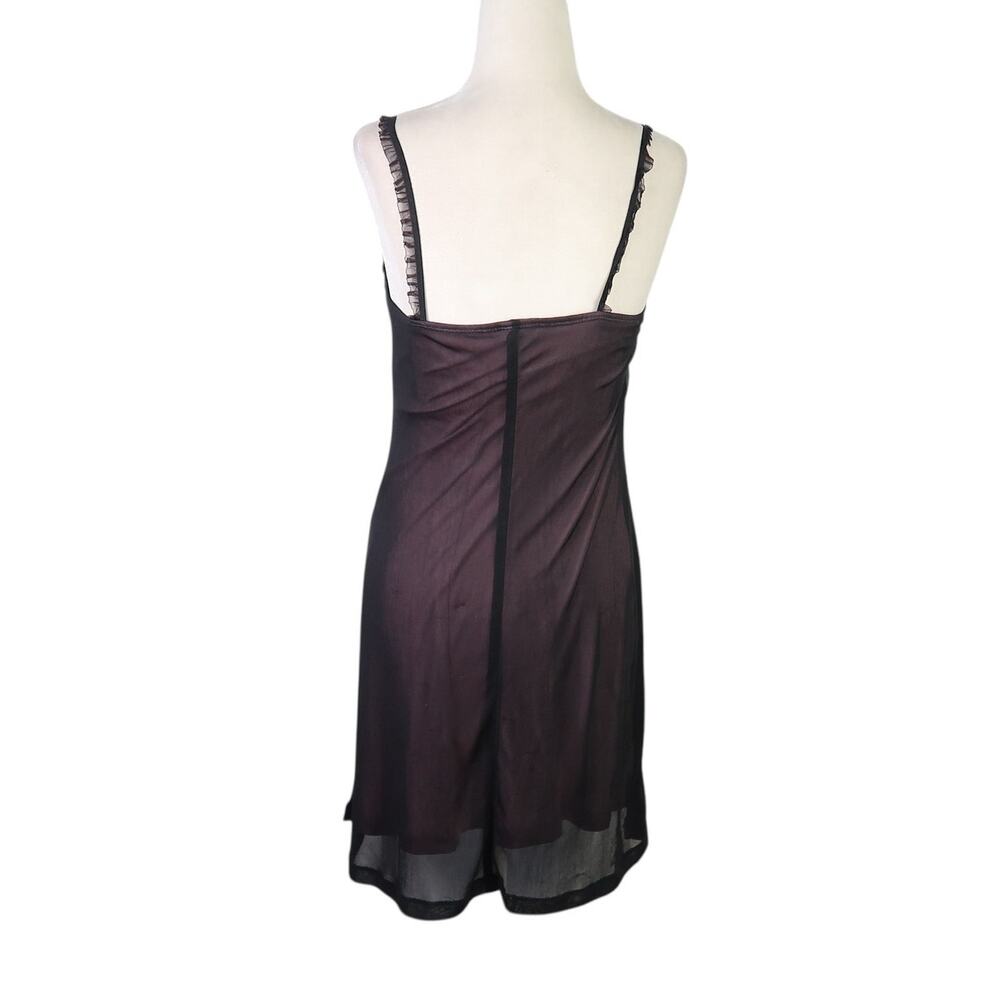 Vintage Y2K Rampage Black Sheer Mesh Slip Babydoll Mini Dress S - Picture 4 of 7